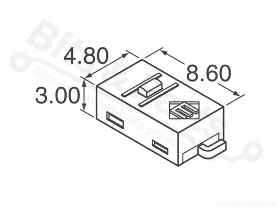 Microswitch drukknop (maakcontact) muis E-Switch TS20100F070S